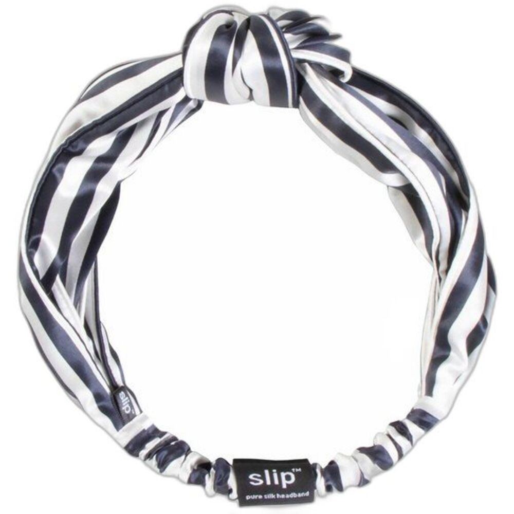 Slip Pure Silk Knot Headband Black White Stripe